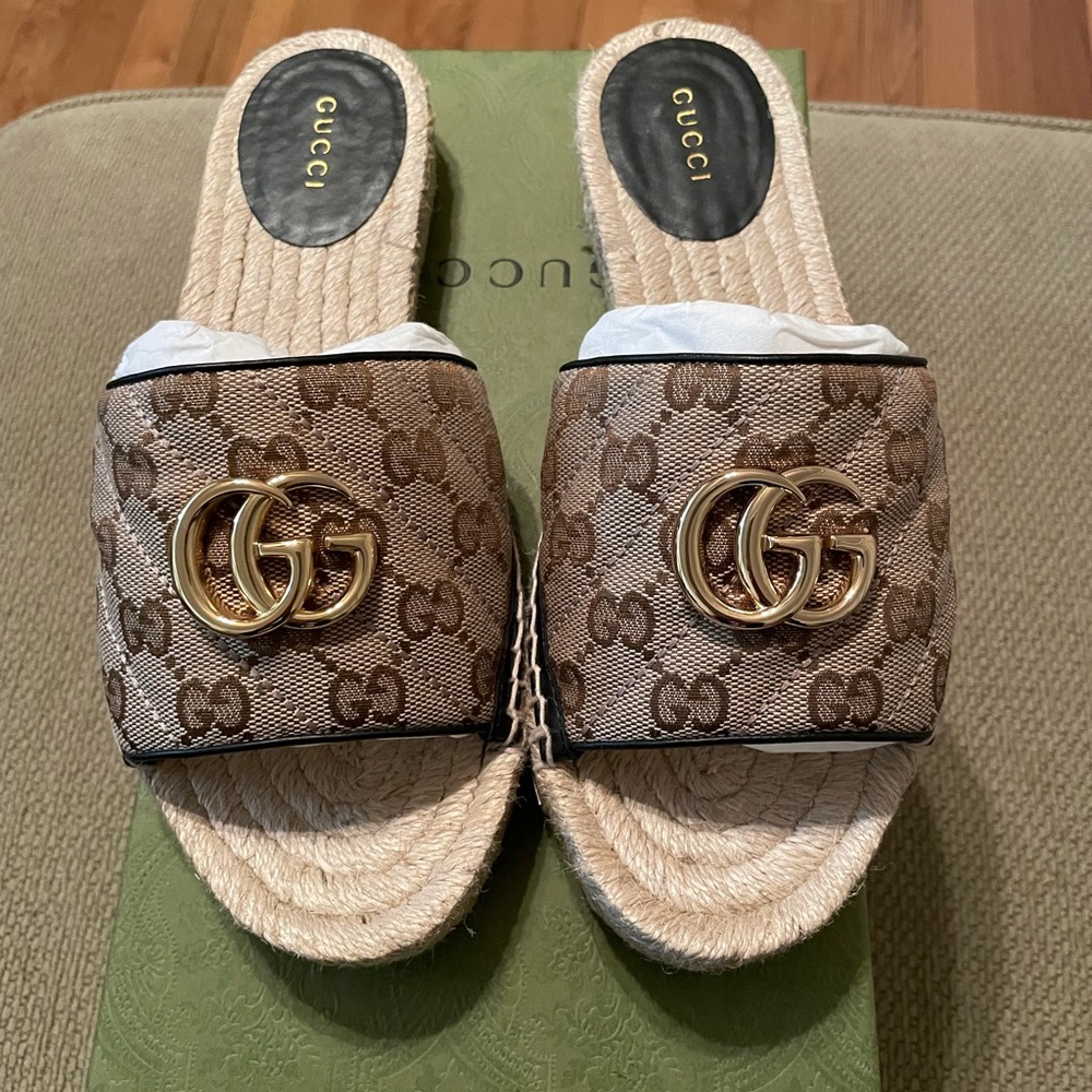 Gucci women's GG matelassé canvas espadrille sandal